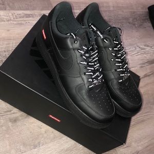 Black Nike/Supreme Air Force 1’s in a Size 10.